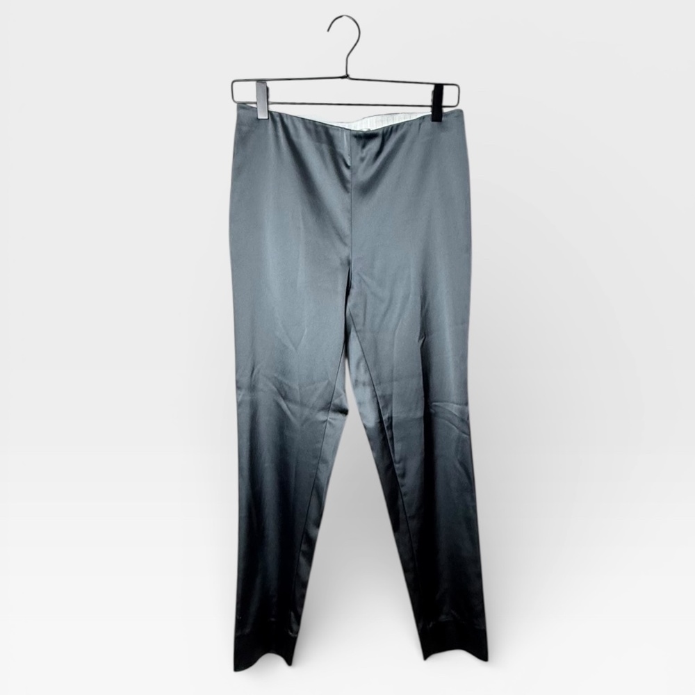 Sara Campbell‎ Audrey Satin Dress Pants Ankle Slim Leg Split Hem Black 6 (J)